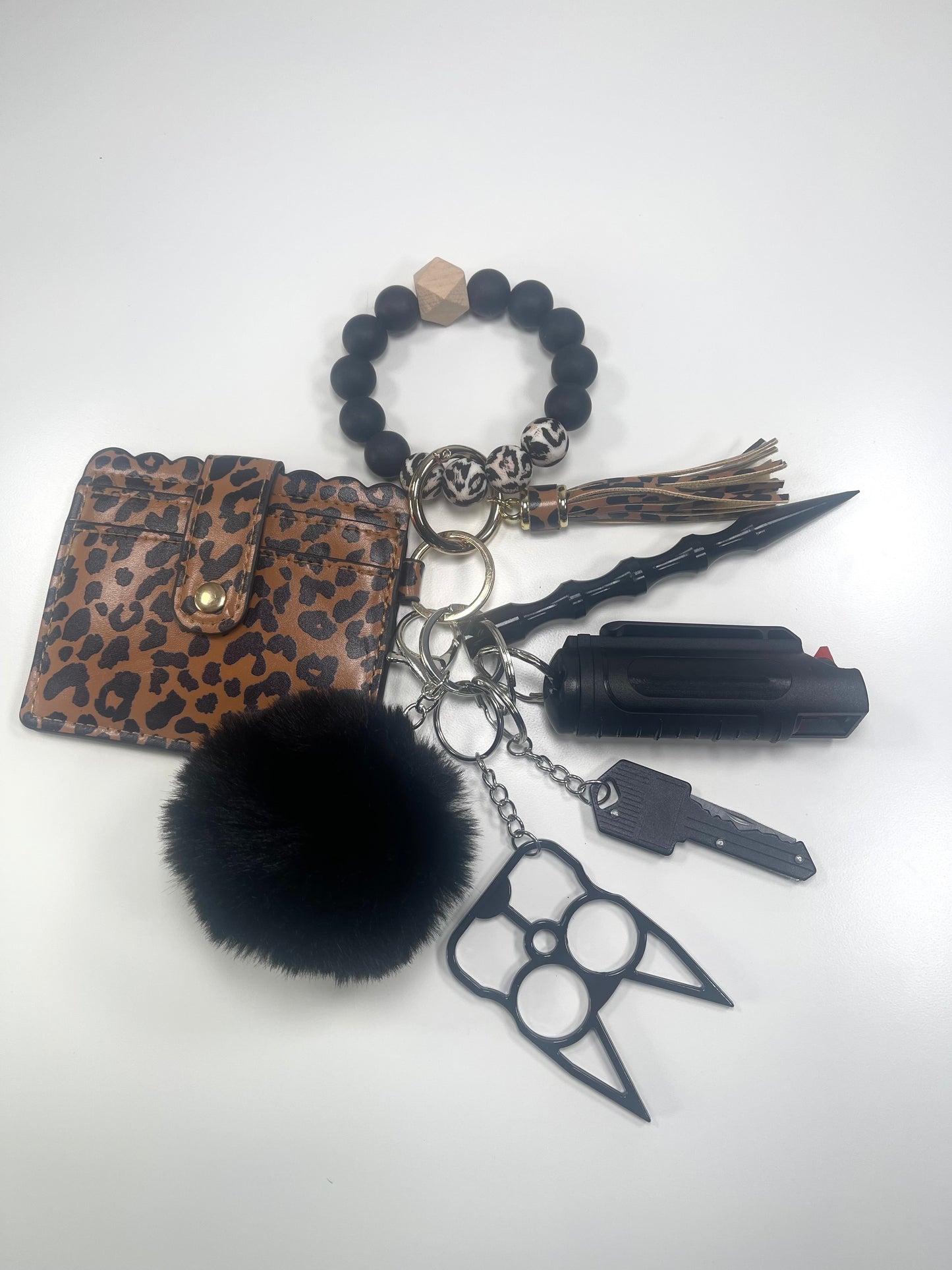 Leopard Wallet Safety Defense Keychain