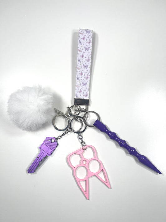 Baby Pink & Purple Wings Safety Defense Keychain