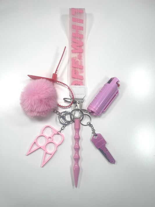 Pink OW Safety Defense Keychain