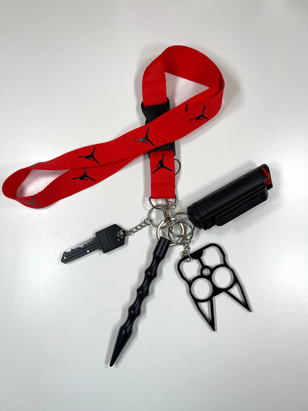 Red with Black  J Lanyard Set